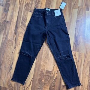 NWT Abercrombie & Fitch Curve Love Black Ripped Skinny Jeans